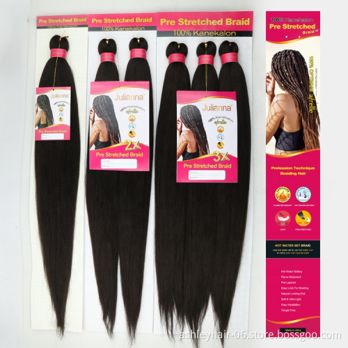 wholesale synthetic braiding hair easy 3x pre stretched braiding hair bulk braids 2x ombre color